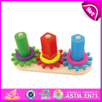 2014 nuevos niños rompecabezas de madera del engranaje, Popualr Cute Mini niños Gear Puzzle Toy, venta caliente bebé Wooden Gear Puzzle Set Toy W13e041